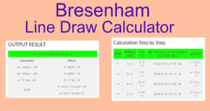 Bresenham line drawing calculator, line drawing calculator
