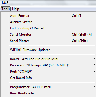 Arduino Board option