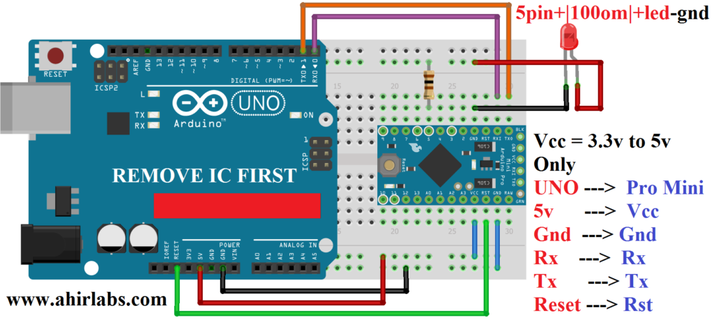 Program Arduino Pro Mini Using Arduino Uno - CircuitMix