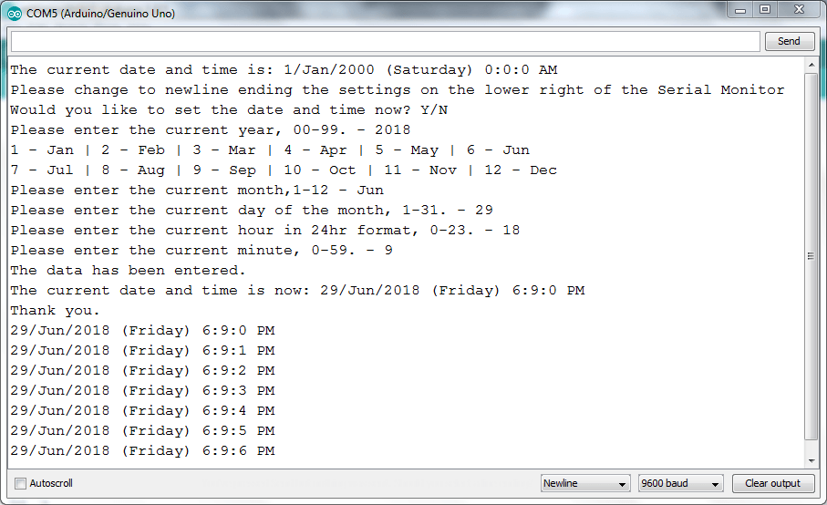 RTC Setting Using library